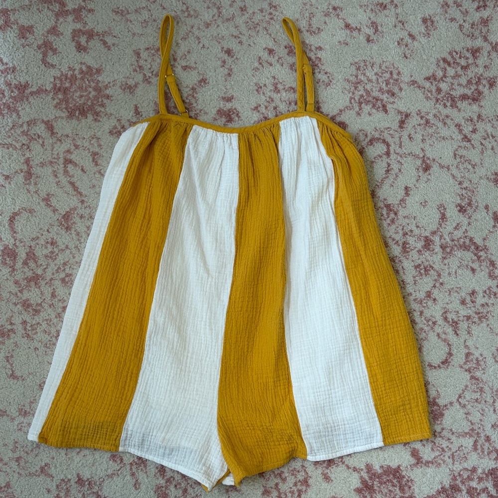 Striped Mustard & White Romper - Women